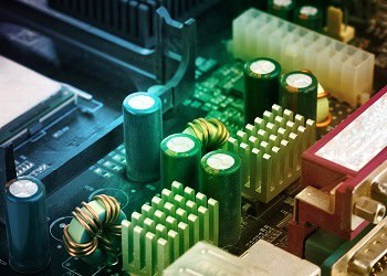 Modern electronic board. Motherboard close-up