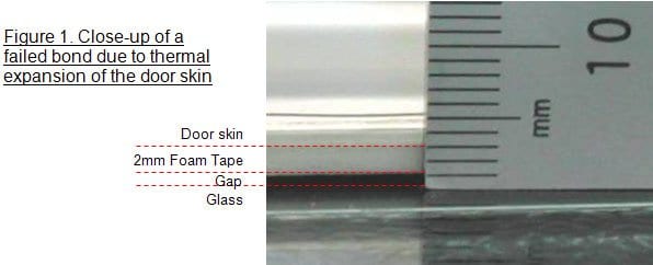 Failed bond on door